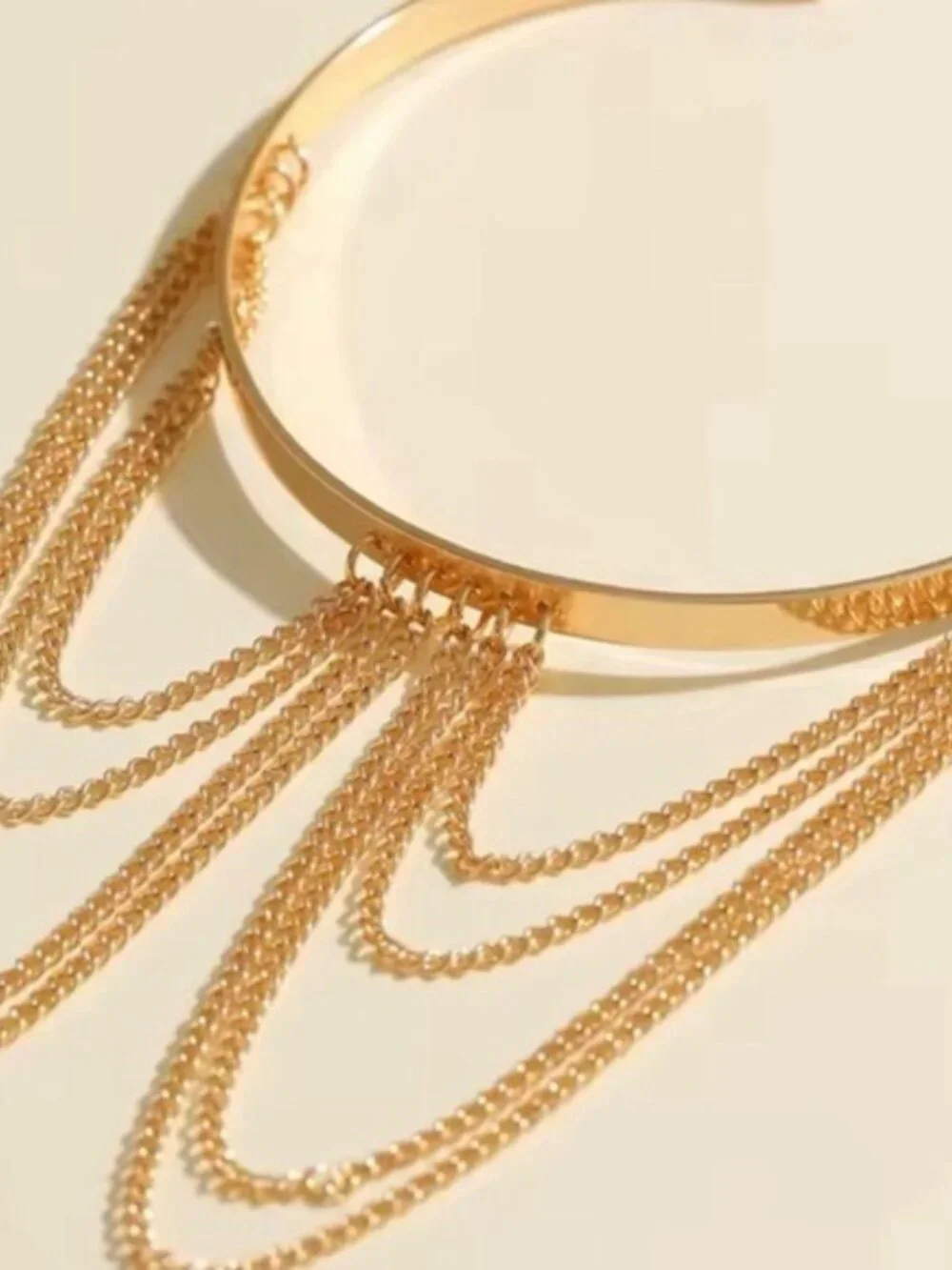 Women's Upper Arm Cuff Bracelet Draped Tassel Chain Armlet (Gold & Silver)